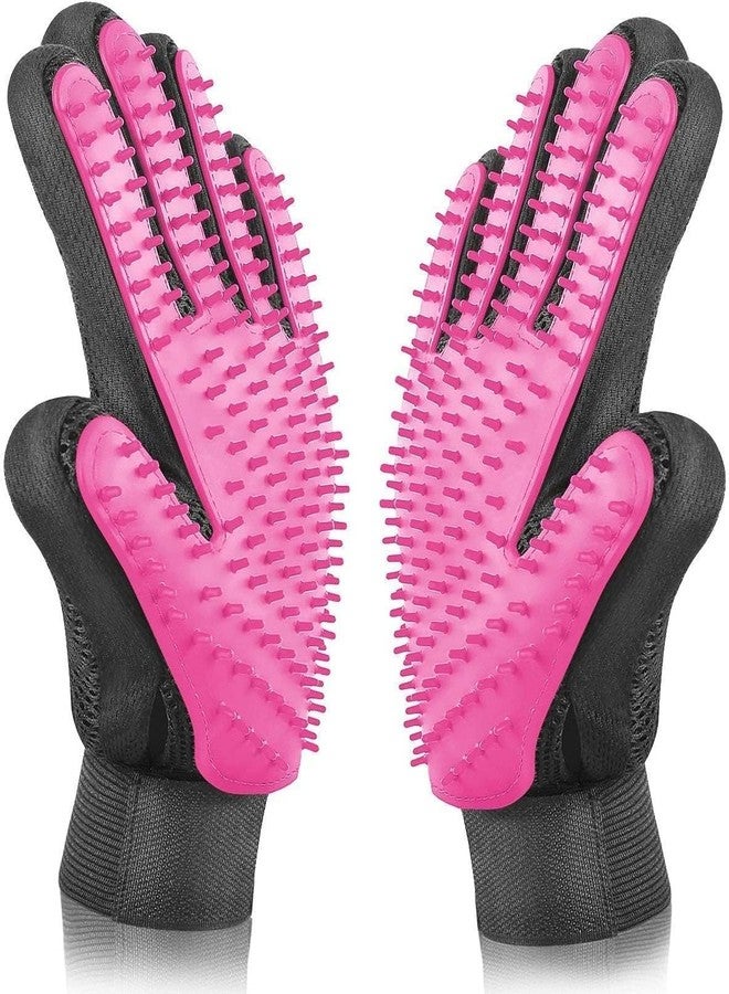 SOFTNLUX Pet Grooming Glove - Gentle Deshedding Brush Glove - Efficient Pet Hair Remover Mitt - Massage Tool with Enhanced Five Finger Design - Perfect for Dogs & Cats with Long & Short Fur (Pink) - Image 1